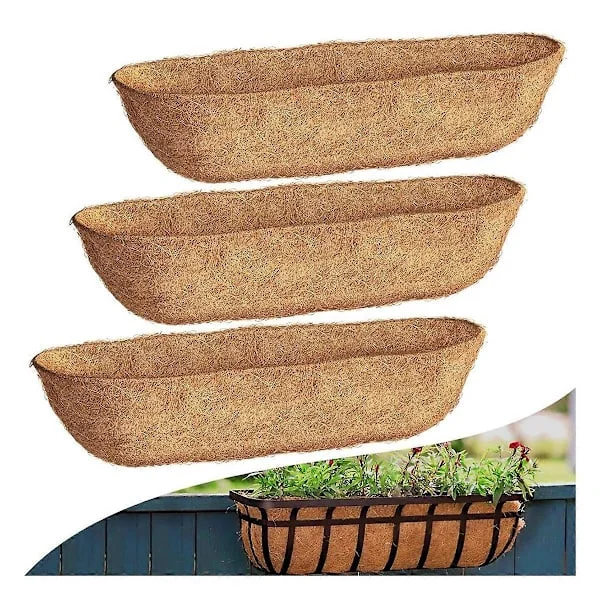 3-pakks Trogforing, Kokosfiber for Veggkurver, Vinduskasser, Hagepotte