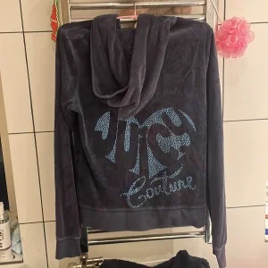 Vintage Juicy Couture mörkblå velour hoodie