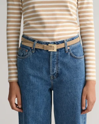 GANT - Smalt belte i semsket skinn til dame til dame wheat beige