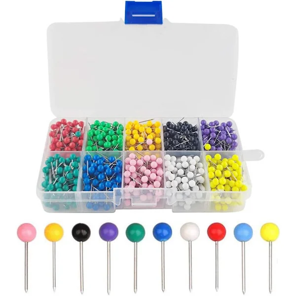 1000 stycken häftstift, runda häftstift, kartnålar, häftstift, med St,ZQKLA
