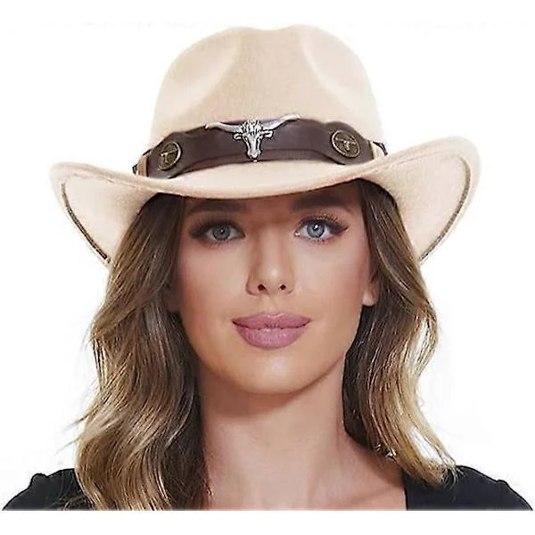 Classic Cowboy Hat Men, Wide Brim Cowboy Hat for Women, Western Cowboy Style Hat Khaki