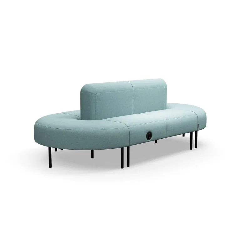 Sofa VARIETY, lukket kurve, med USB-stik, stof Pod CS, turkis