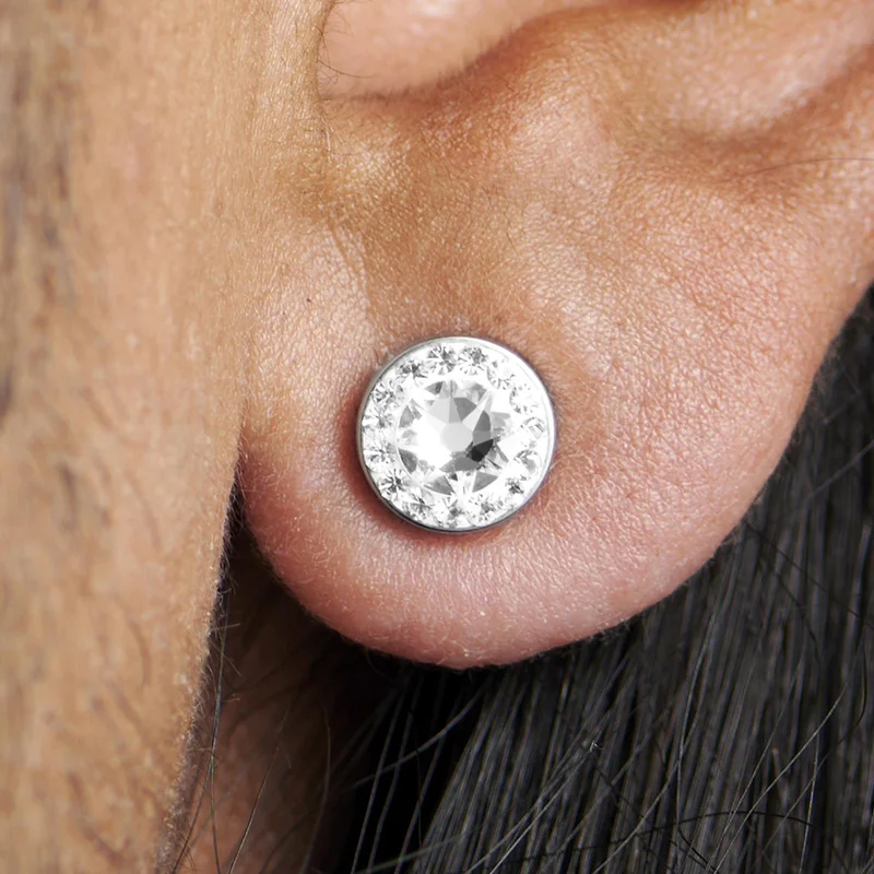 8mm Clear Crystal Magnetic Earring for Men - Magnetic earrings
