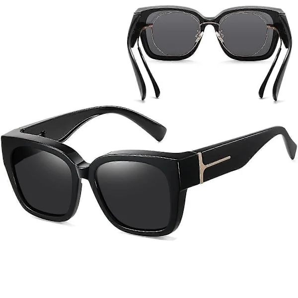 Polarized Sunglasses that Fit Over Glasses for Women Men Square Wrap-Around Sun Protection UV Protection (LGL)