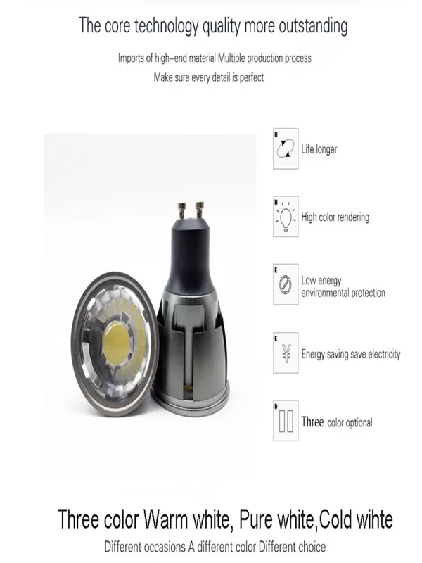 AliExpress - Ampoule LED Super Lumineuse Dimmable GU10 / GU5.3 / E27 / MR16 COB 6W 9W 12W 85-265V 12V Spot Blanc Chaud / Blanc Froid LED L