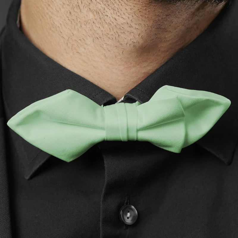 Mint Green Basic Pointy Pre-Tied Bow Tie for Men - Pre-tied bow ties