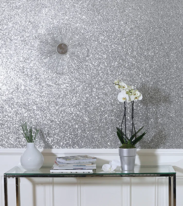 Arthouse Tapet, Fantasia III 901004 Sequin Sparkle Silver, L, Grå/metallic, Färg & tapeter