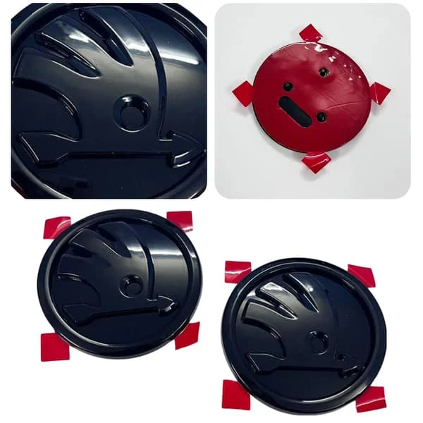 Etu- ja takakontin tunnusmerkki, musta logo Skoda Superb Octaviaan, 32D853621A, 90mm, 90mm, 2 kpl