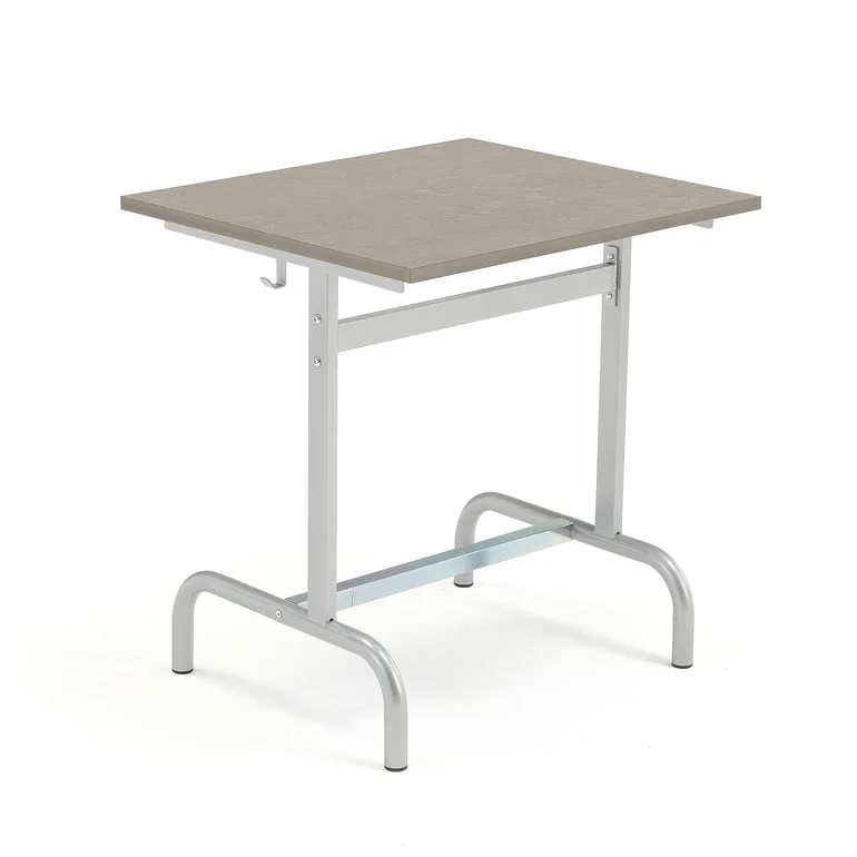 School desk 180, silver, grey linoleum