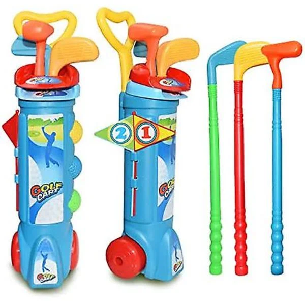 Famkit Barnklubbset Golfvagn Med Hjul Golfboll Spel Set Sports Leksaker Present Till Pojkar Flickor Inomhus Utomhus