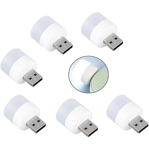 6 kpl Mini USB -yövaloja – pistokkeella toimivat LED-koristevalot juhliin ja juhlapyhiin (valkoinen)