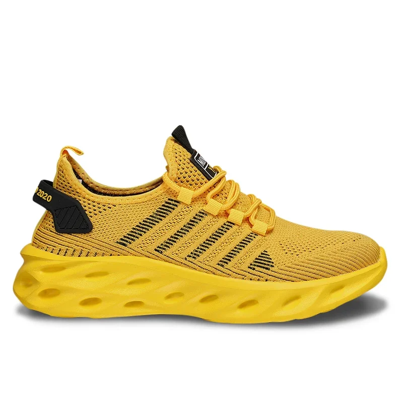 AliExpress - Hommes chaussures confortables unisexe baskets respirant Couple chaussures de course femmes Tennis chaussure de sport taille 37-47 jaune 
