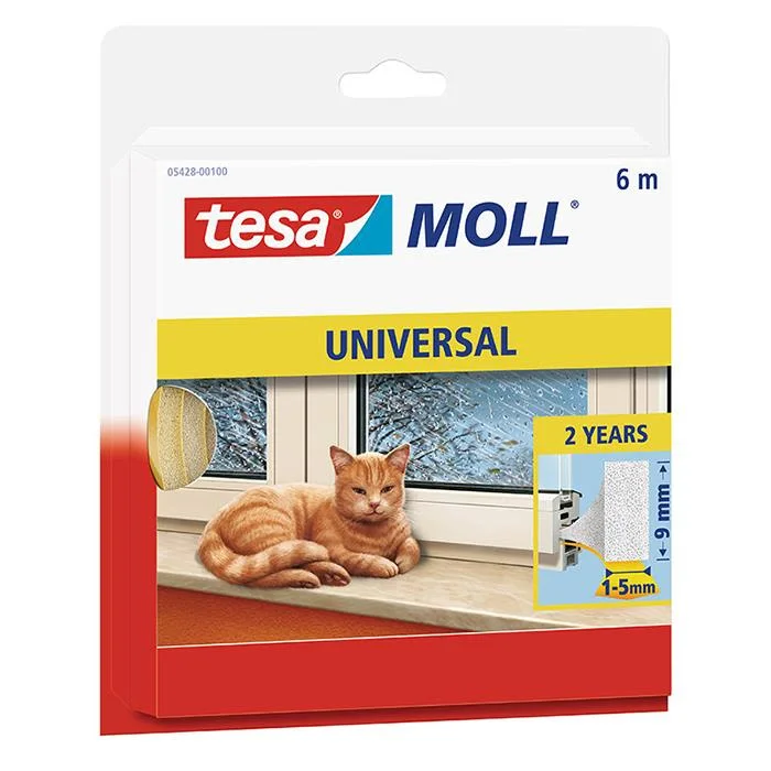 Tesa Tesamoll Universal Tätningslist i skumplast, 6 m, 9 mm x 6 mm, Maskintillbehör & förbrukning