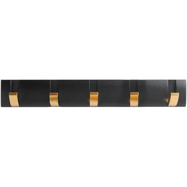Space aluminium creative invisible coat hook wall hanging clothes wall-mounted hook punch-free coat rack Black Gold
