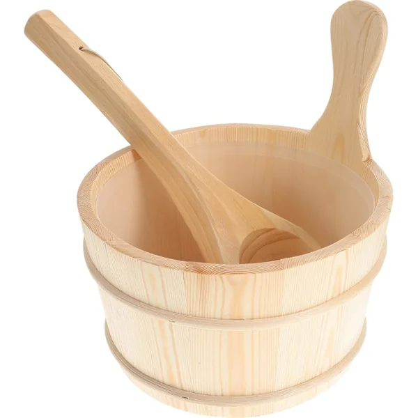 2 st Bastu Trähink och Skopa Set Bastu Vattenhink Träskopa Kit Tunna Set Bastu Ångvatten Tillbehör