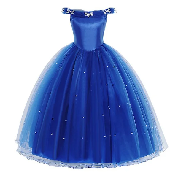 Askepot Kjole Nederdel Halloween Cosplay Kostume Børn Piger Festkjole Lang kjole Ornamenter