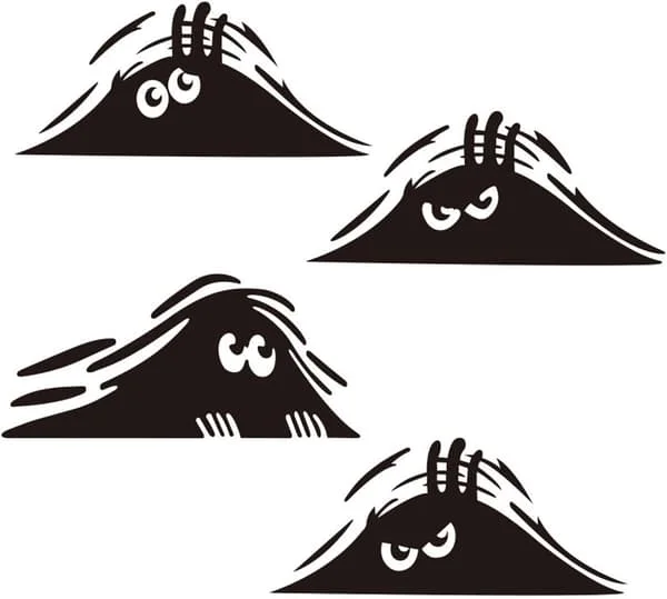 (Svart) 4-pack Roliga Bilstickers - Stealth Bilstickers Roliga Tecknade Vinyl Dekaler för Bilfönster, Stötfångare, Laptop