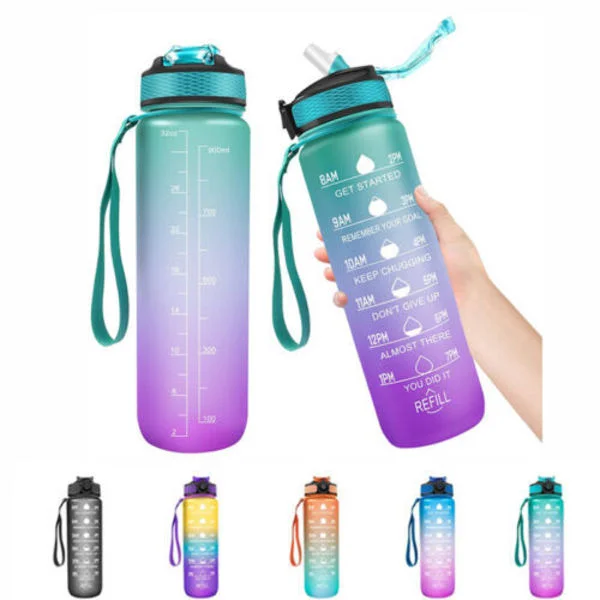 1 l water bottle with straw and timer