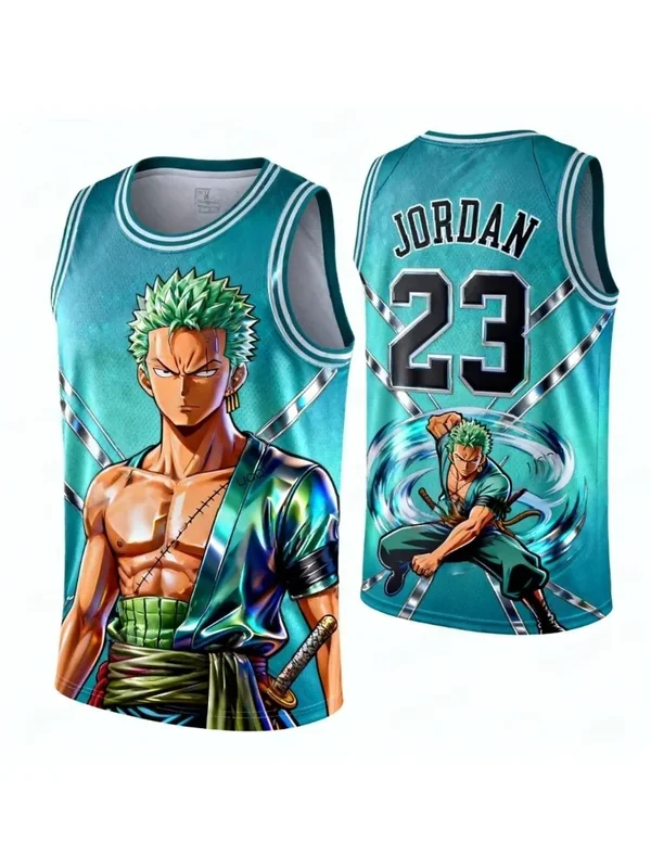 AliExpress - Maillot de basket-ball et T-shirt Jordan édition spéciale Roronoa Zoro One Piece, nouvelle animation 2026, assortis pour la famille # 