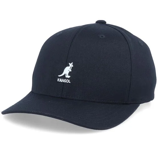 Kangol - Svart flexfit Caps - Wool Black Stretch Fit @ Hatstore