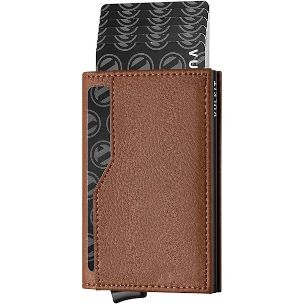 Credit Card Holder with Double ID Window Leather Passport Wallet RFID Blocking Automatic Pop Up Card Wallet for Cards & Bills