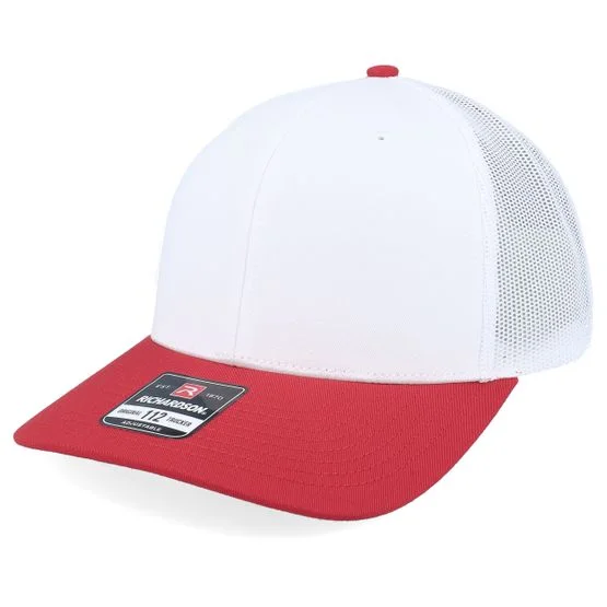 Richardson - Vit trucker Keps - 112 Combination White/Red Trucker @ Hatstore