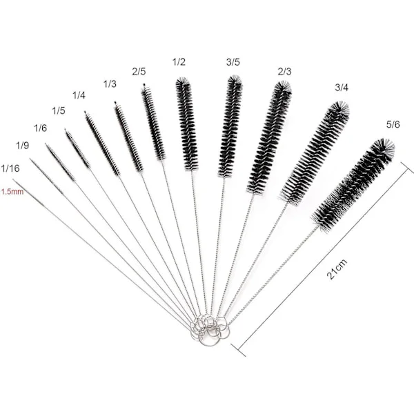 Bottle Brush, 12 Pcs Long Bottle Cleaning Brushes, Tube Brush, Kettle Spout Brush, Straw Brush, Nylon Bottle Pipe Cleaner Set (black)