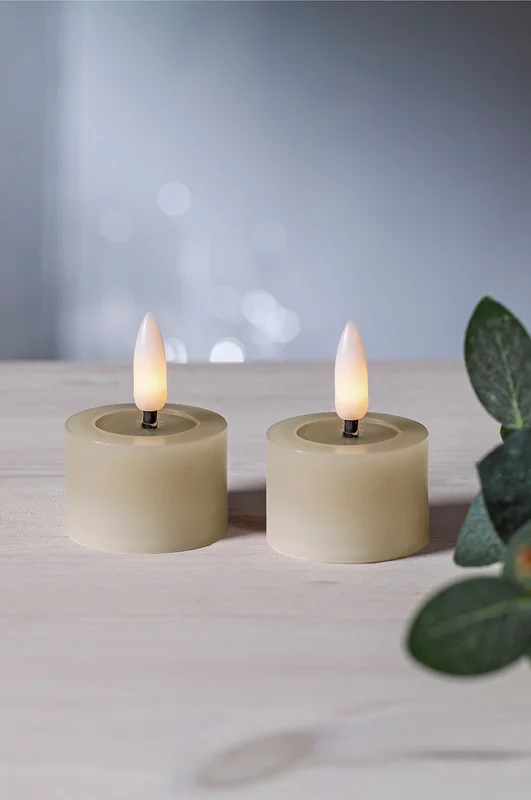 Jotex - Batteridrivet Värmeljus ø 4 Cm 2-pack Beige FLOW - Köp Batteriljus hos Jotex