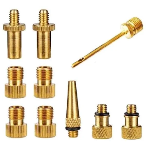 10 stk. serie inflator pumpe dyse sett Presta Schrader ventil slange sykkel ventil adaptere for landevei og terrengsykkel og Fixie sykkel dekkpumpe