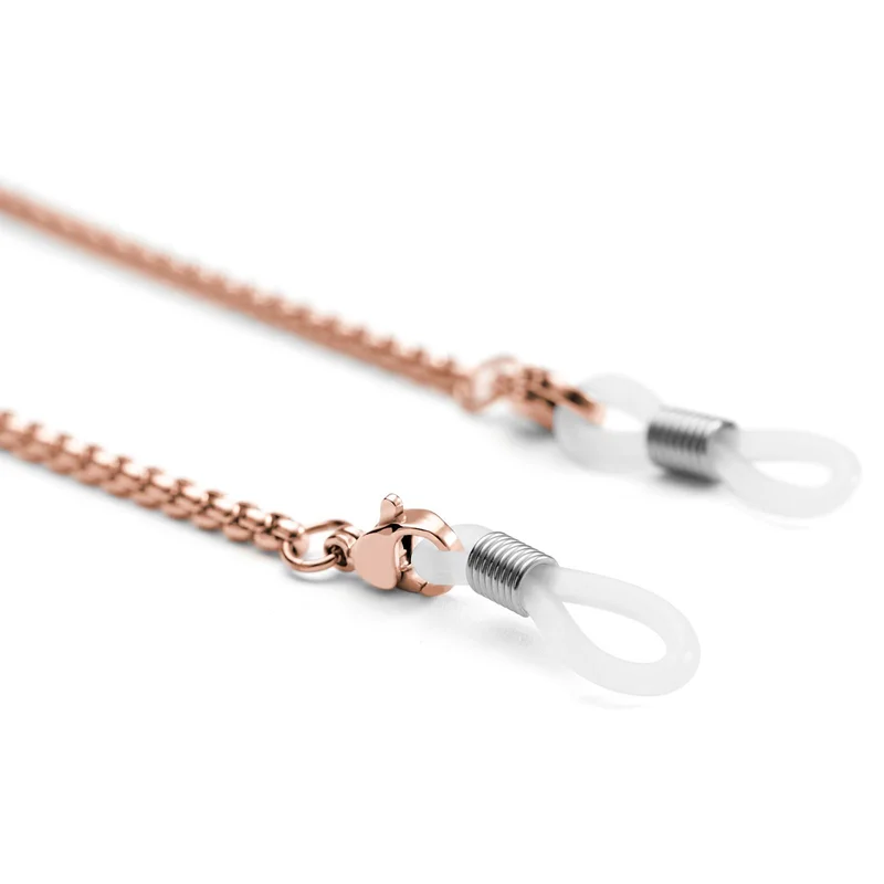 Rose Gold-Tone Stainless Steel Box Sunglasses Chain for Men - Glasses Straps