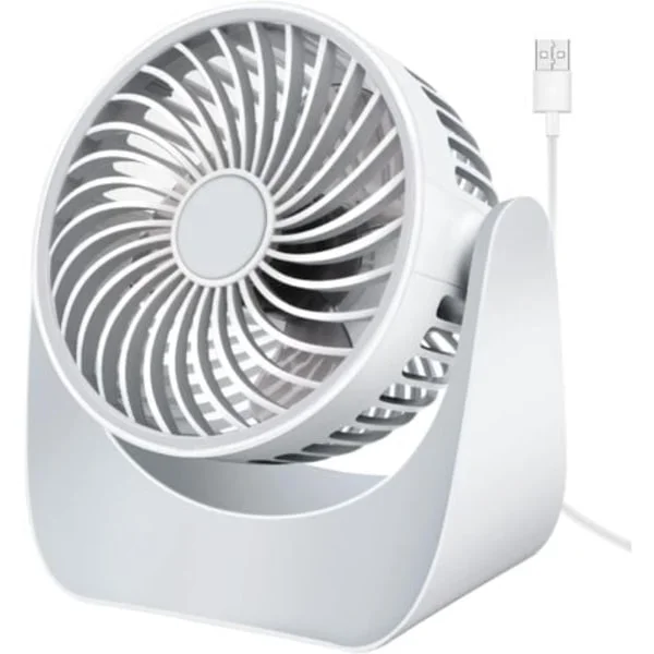 TS-Tyst USB-fläkt, Mini bordsfläkt, 3 hastigheter, 360° Rotation Liten bärbar bordsfläkt för sovrum och bil - Perfekt