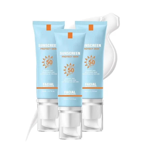 Sunscreen SPF 50 PA+++ Face Cream, Broad Spectrum UV Protection, No White Cast, Korean Skincare (3-pack)