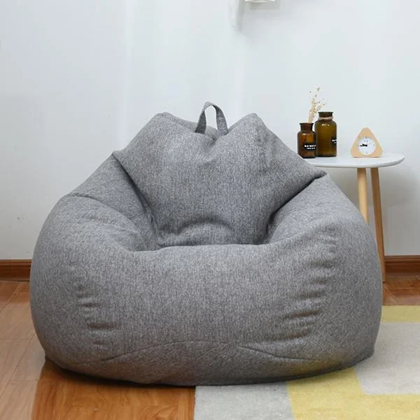 Stor Ekstra Stor Saccosekk Stol Sofatrekk Innendørs Lazy Lounger For Voksne Barn Grå