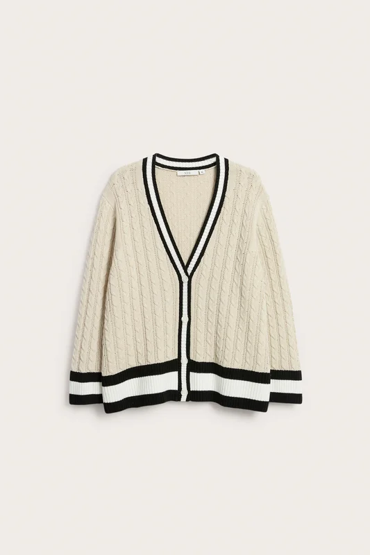 Kappahl | Kabelstrikket jakke Offwhite XL | Dame
