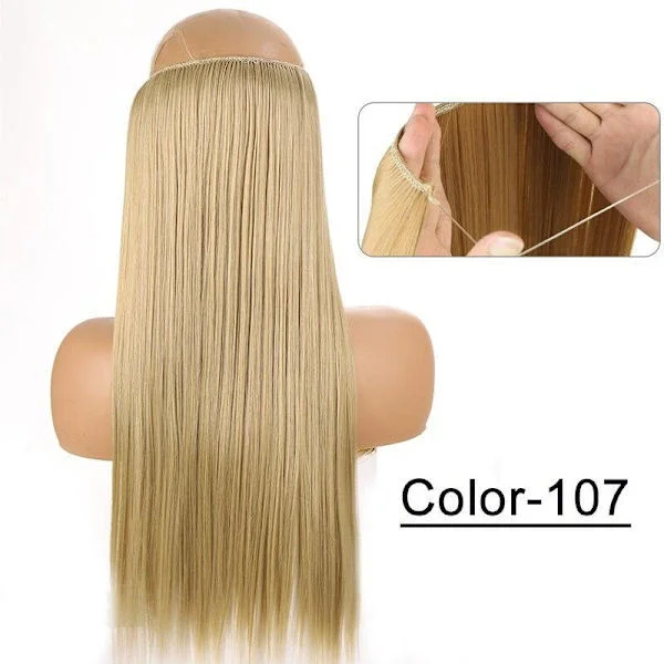 【BQ】Synthetic Natural Synthetic Halo Hair Extensions No Clip In Artificial Fake Ombre Blonde Brown Black Pink Wavy Fake Hair YX01-107