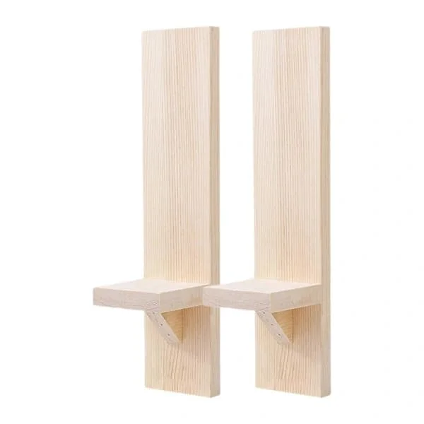 2x Wall Sconce Shelves Pillar Candle Holder Rustic Decorative Ornament Wood Color