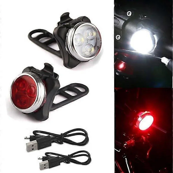 Blinkande ljus och motoriseringstillbehör LED Cykellampa Kit, USB Uppladdningsbar Cykellampa, Baklampa, Uppladdningsbar Cykellampa med 5 lägen