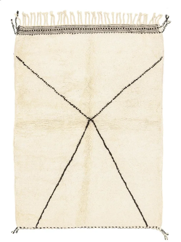 Berber Moroccan - Beni Ourain Hand Knotted 126X166 Rug Beige/Yellow