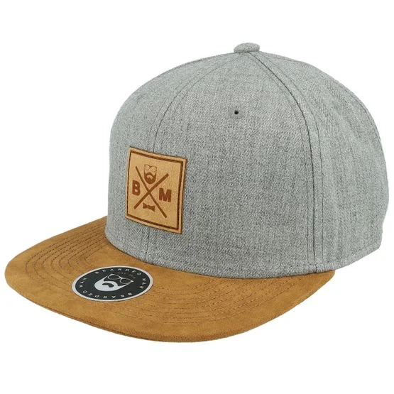 Bearded Man Herren Snapback Cap - BM Cross Patch Grey/Suede Snapback, Grau, One Size 55-60cm, Wildleder-Optik