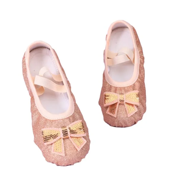 Ballettsko for jenter med glitter og delt såle, gull Gold_yux Gold 31