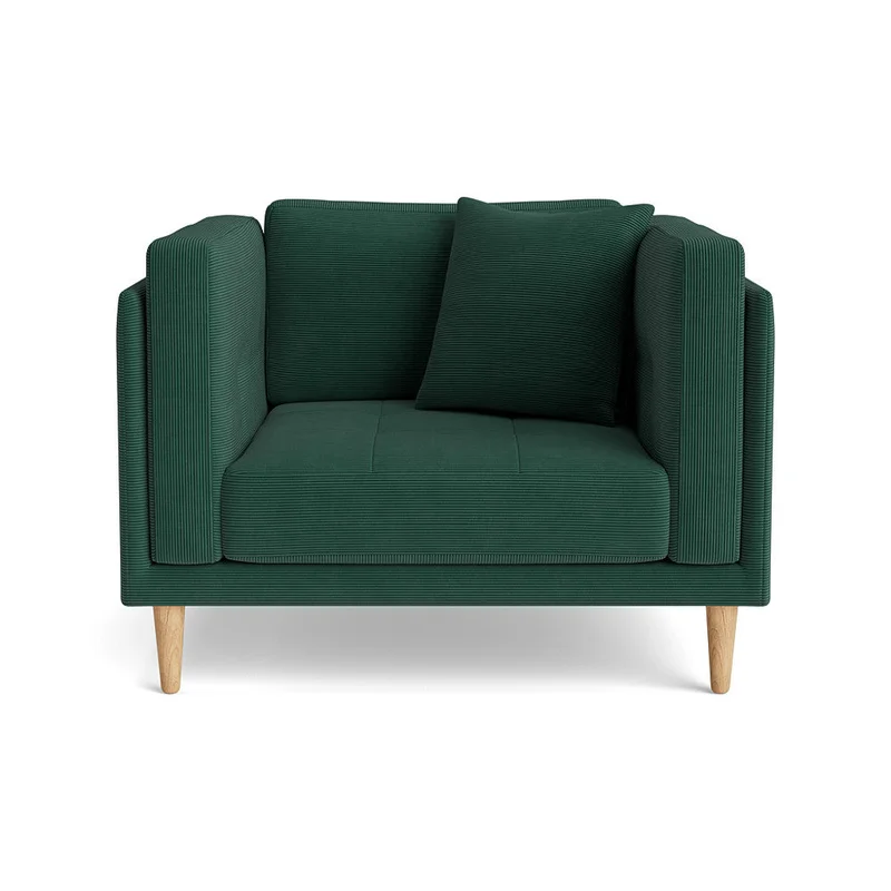 Cali Lænestol - Ontario Grøn, 104x92x76cm - Lænestol med 72cm Siddebredde & Ekstra Rygpuder - Komfortabel lænestol til Hverdagsaftener