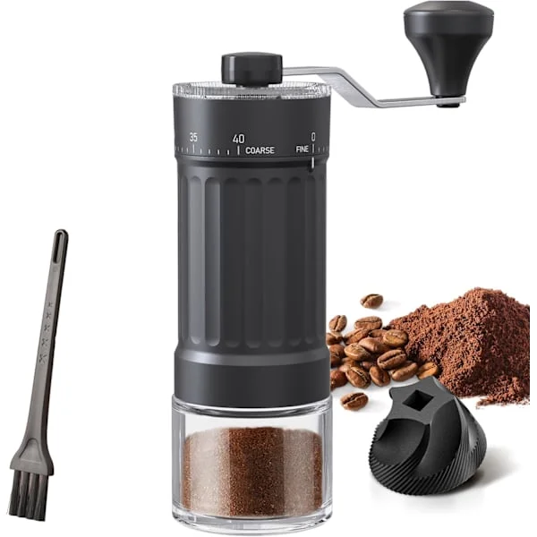 Bærbar kaffekværn konisk grat til espresso stempelkande pour over dobbeltleje ekstern justering kapacitet 25g (keramiske grater)