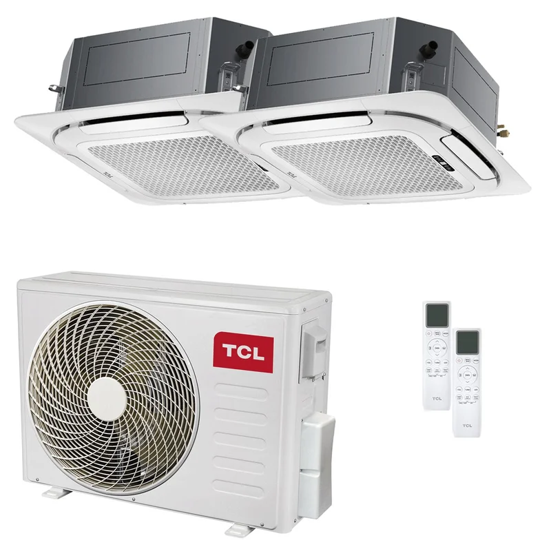 Condizionatore TCL Cassetta 4 vie Serie S dual split 12000+12000 BTU inverter A++ wifi unità esterna 5.1 kW