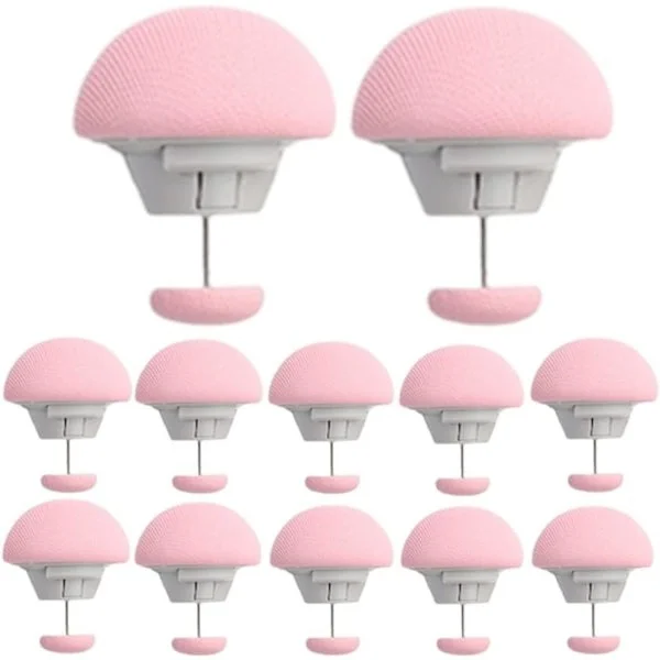 12-pack halkfria filtklämmor/svampklämmor för filtar, lakan, gardiner, strumpor och madrasskydd (rosa).