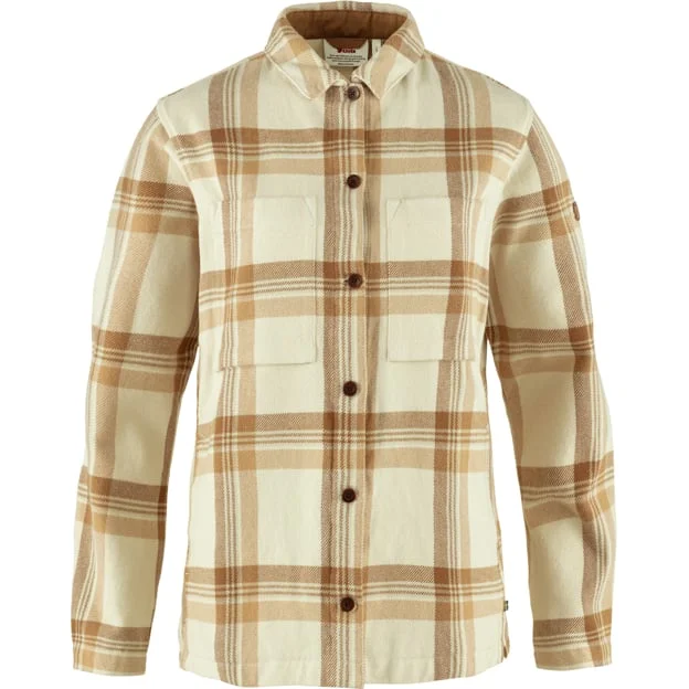 Fjällräven Women's Singi Flannel Overshirt in Chalk White/Dune Beige, Bio-Baumwolle | Size: Large