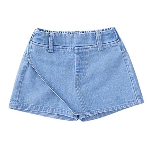 Jentesommer skjørt shorts med elastisk midje, vid ben, pustende, ensfarget, lett, 120 cm