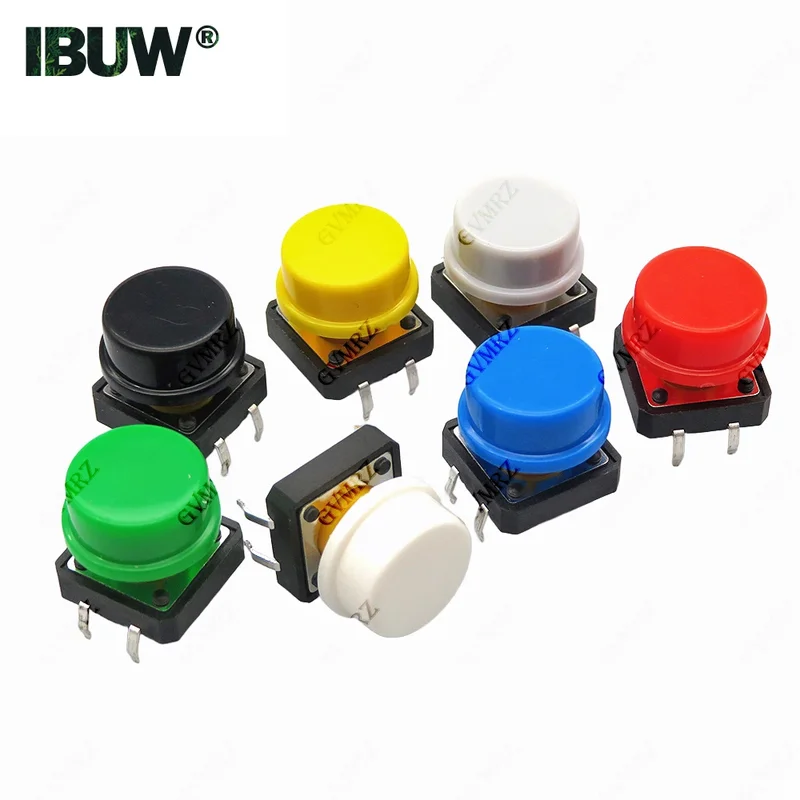 AliExpress - 24PCS Tactile Push Button Switch Momentary 12*12*7,3MM Micro switch button + 12PCS Tact Cap (6 farben) für Arduino Schalter