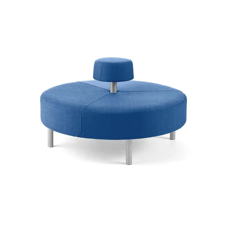 Ottoman DOT with rounded backrest, Ø 1300 mm, Medley fabric, sky blue