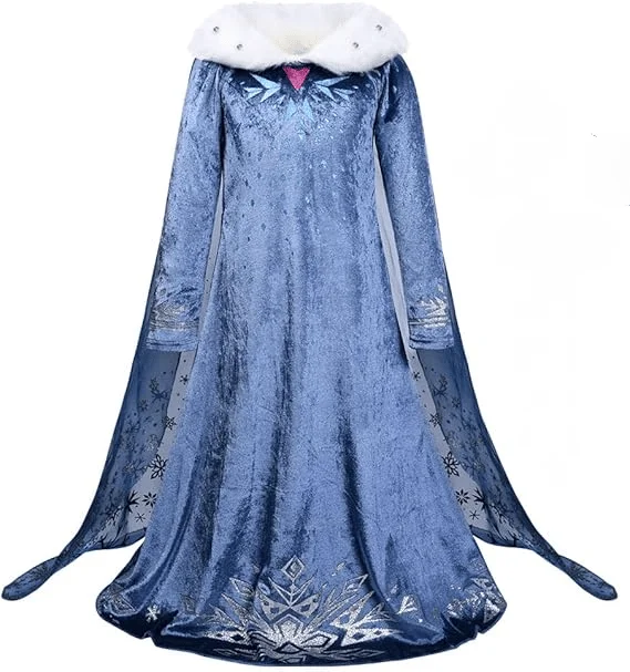 Tyttöjen hieno prinsessa-asu, lumikuningattaren hieno juhlamekko, Elsa-hieno mekko tytöille, Elsa-mekko, prinsessa-asu, mekko viitalla-FX-