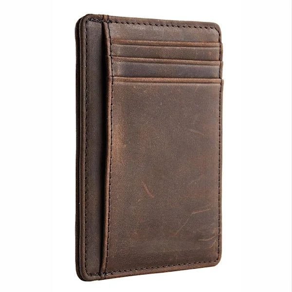 Dark Coffee Colored RFID Blocking Wallet for Men with Zippered Coin Pocket and Gift Box – Ultra Slim Card Holder – Minimalist Men's Wallet
